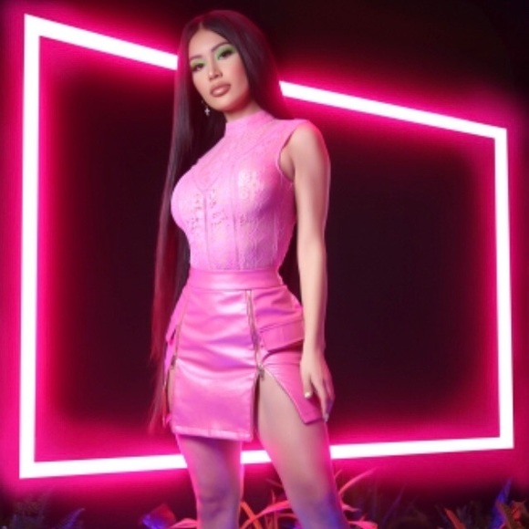 Fashion Nova Tops Fashion Nova X Cardi B Bodysuit Neon Pink Size M(02)